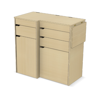 Front Camper Kitchen Pod - POD B.2 TALL - WIDE - Plain Ply